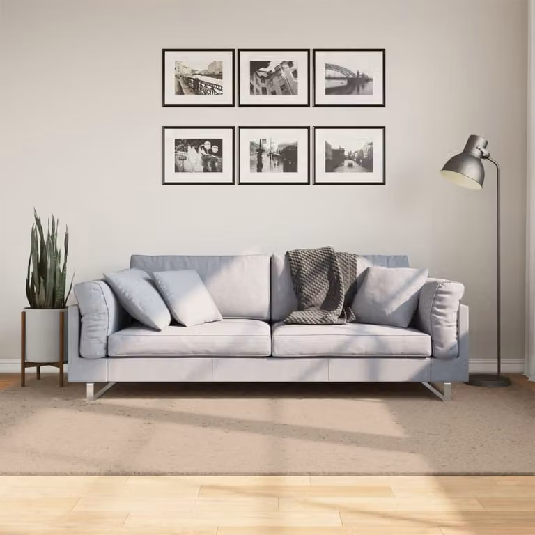 vidaXL Tappeto a Pelo Corto HUARTE Sabbia, Lavabile e Antiscivolo, L: 160 cm, P: 230 cm