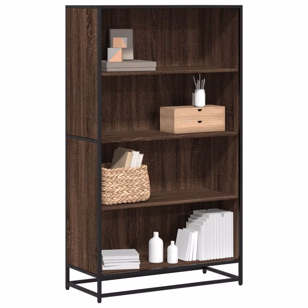 Libreria stile industrial vidaXL in legno e metallo, colore marrone, L 80,5 cm x P 35 cm x H 139 cm