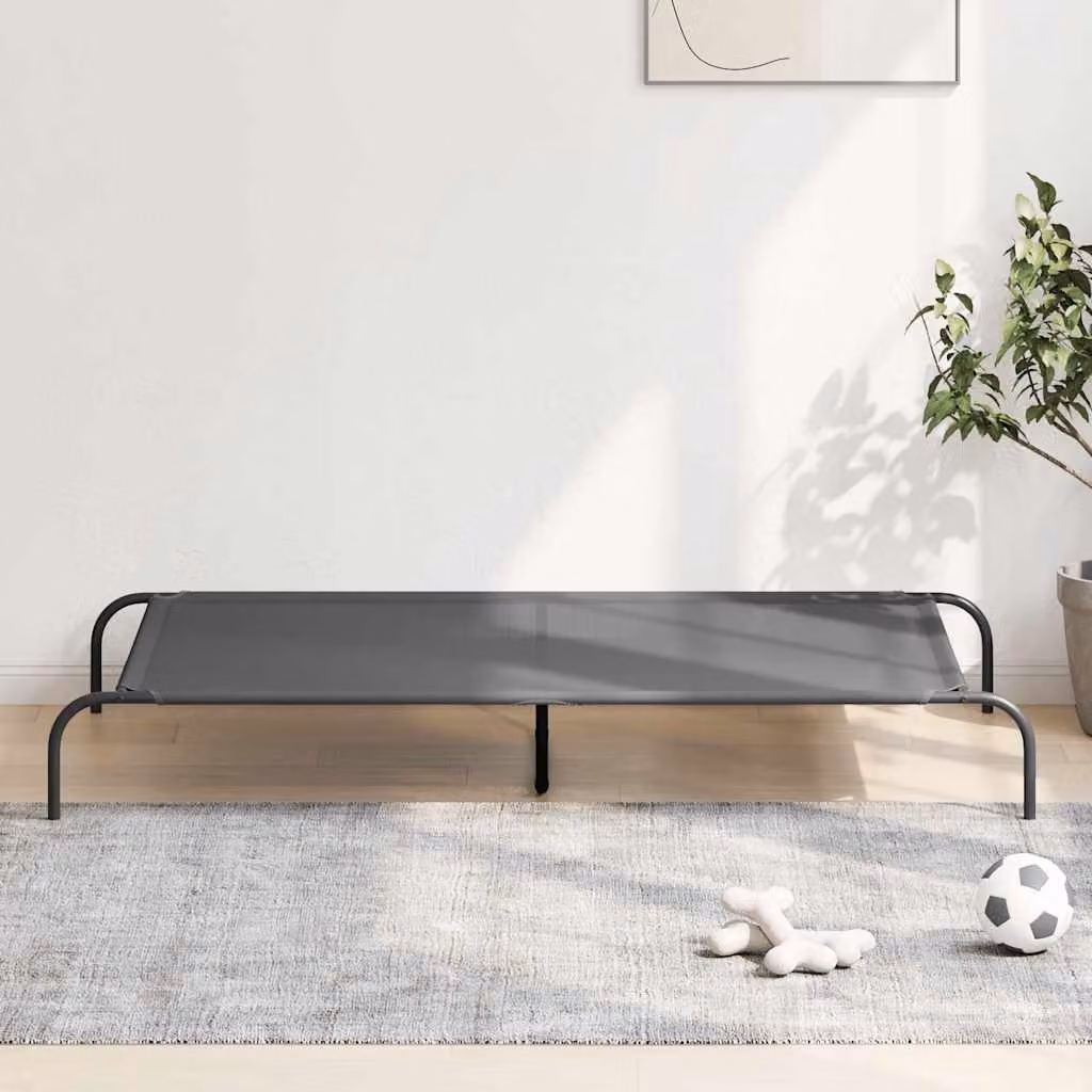 Cuccia per cani rialzata vidaXL in tessuto grigio e metallo L: 150 cm, P: 90 cm, H: 20 cm