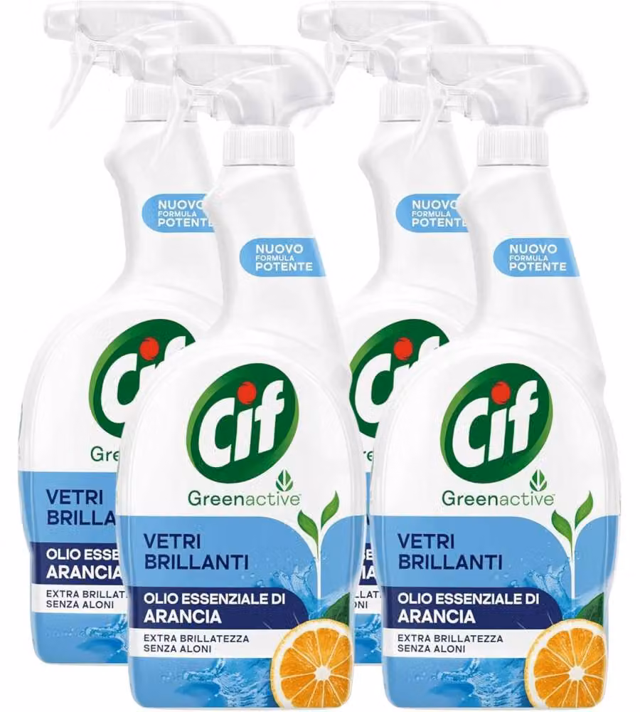 Cif Spray Vetri Brillanti 650ml con Olio Essenziale di Arancia