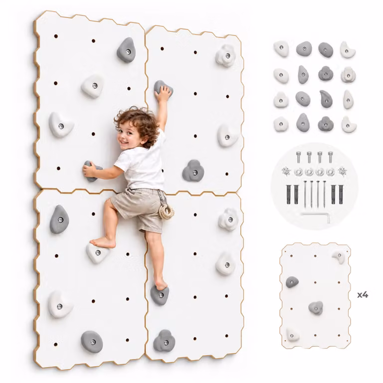 MAMOI® Parete da arrampicata per la stanza dei bambini, struttura da arrampicata e attrezzatura da gioco per interni, arrampicata con prese per bambini, pietre da arrampicata, torre da arrampicata + prese