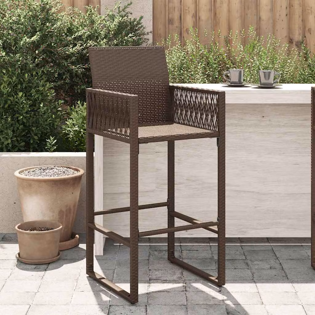 Set di 2 sgabelli da bar da giardino vidaXL in polyrattan marrone con braccioli