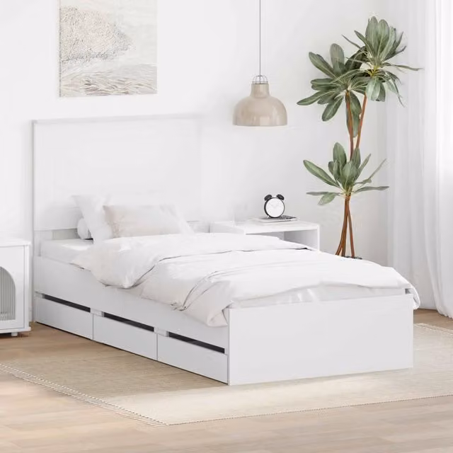 Struttura del letto-Giroletto-Rete del Letto Bianco 90 x 200 cm Legno Ingegnerizzato 217084