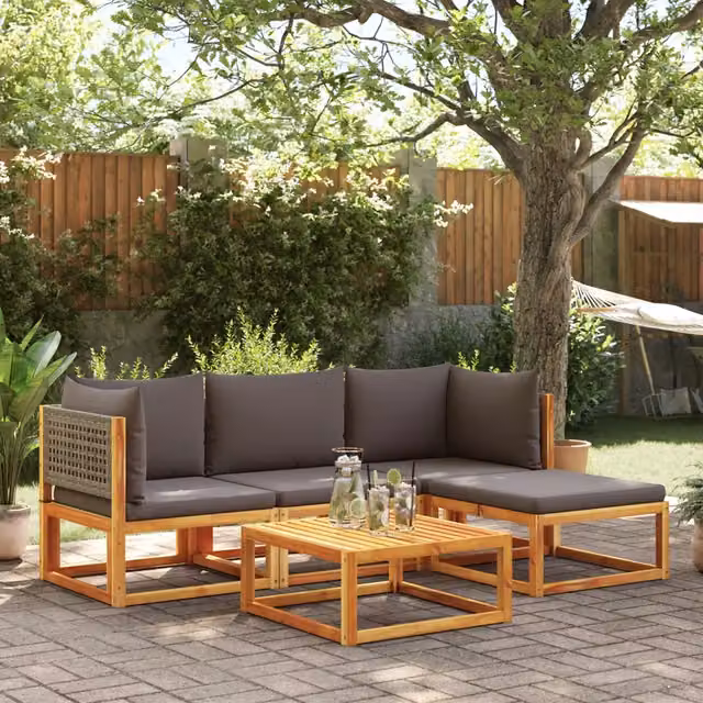 Set di divani da giardino 5 pz con cuscini in legno di acacia 3278895