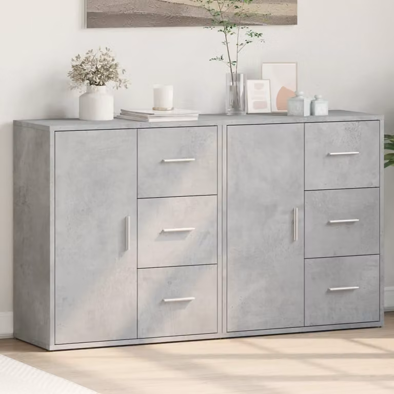 Set di 2 credenze moderne vidaXL in legno multistrato e MDF, colore grigio, L 60 cm x P 31 cm x H 70 cm