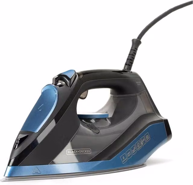 Ferro da stiro a vapore Black & Decker con piastra in ceramica, 2800W, blu