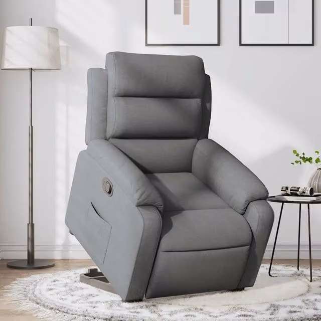 Poltrona Alzapersona Reclinabile con Assistenza Elettrica vidaXL Grigio con Braccioli e Imbottitura in Schiuma – 1