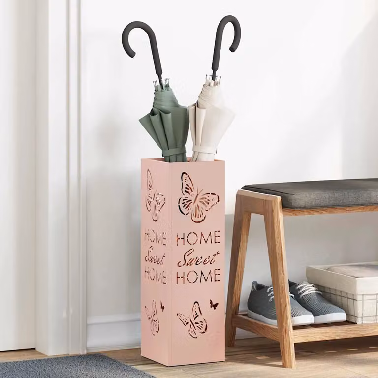 Stand per ombrelli da pioggia vidaXL in metallo rosa L/P/H: 15,5 x 15,5 x 49 cm