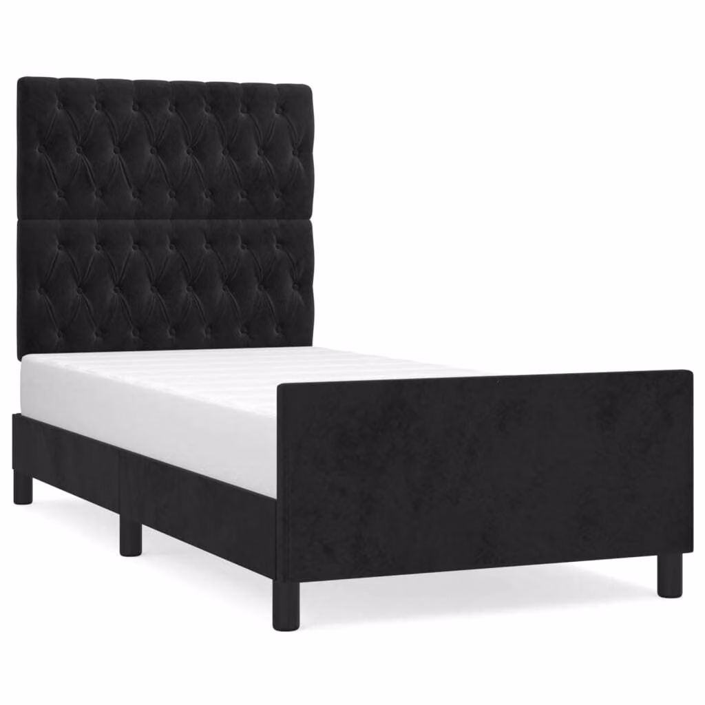 Giroletto senza Materasso Nero 100x200 cm in Velluto
