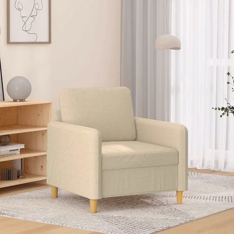 Poltrona moderna vidaXL in tessuto beige con struttura in metallo e braccioli