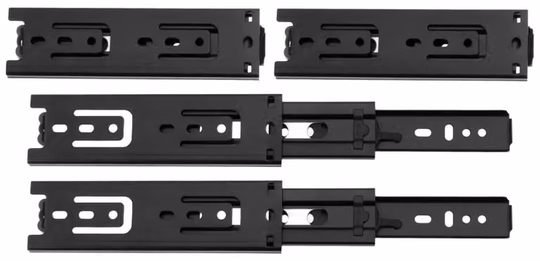 Guide per cassetti ad alta capacità di carico - Guide telescopiche completamente estraibili - Supporto a 3 parti - Acciaio laminato a freddo - Lunghezza 285 mm - Scorrimento silenzioso e morbido - Gui