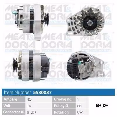 MEAT & DORIA 5530037 Alternatore 45 A 14 V per FIAT Panda berlina (141), Uno berlina (146), 127 berlina (127) e SEAT MARBELLA