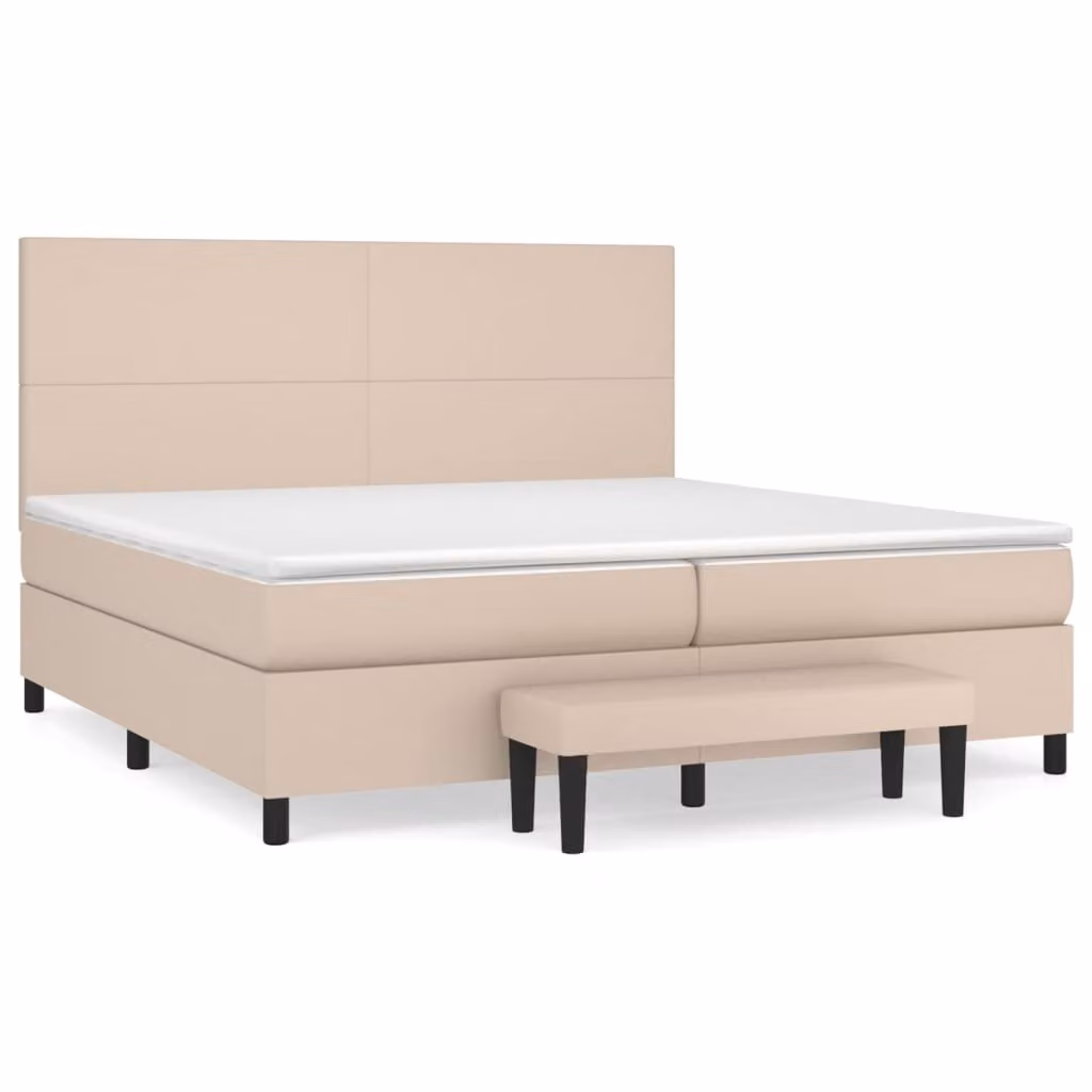 Giroletto a Molle con Materasso Cappuccino 200x200cm Pelle finta