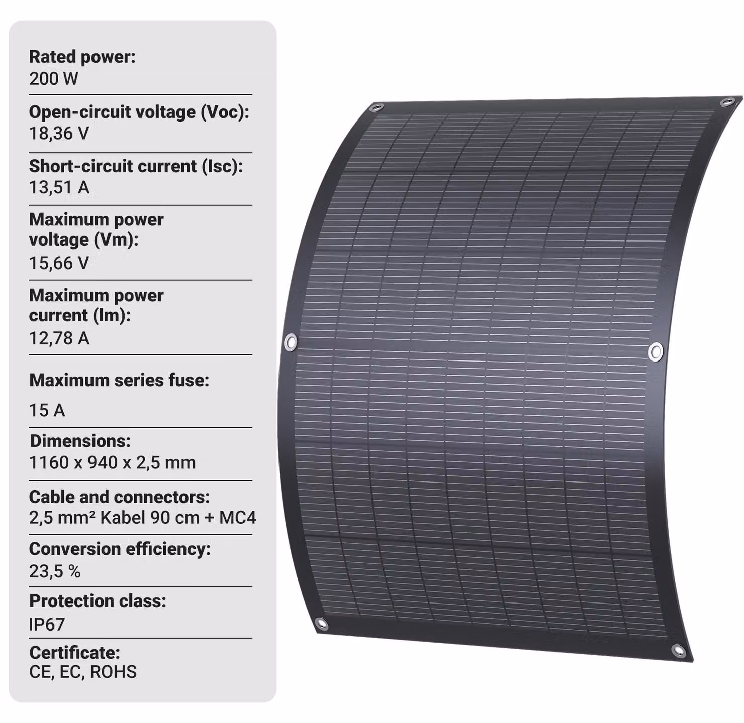 Sistema di pannelli solari per balcone - Potenza: 800 W - 4 pannelli flessibili da 200 W