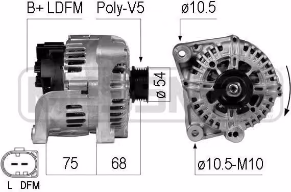 ERA 210736A Alternatore 150 A 14 V per BMW Serie 3 Berlina (E46), Serie 3 Touring (E46), X3 (E83), Serie 3 Coupé (E46), Serie 3 Cabrio (E46) e X5 (E53)