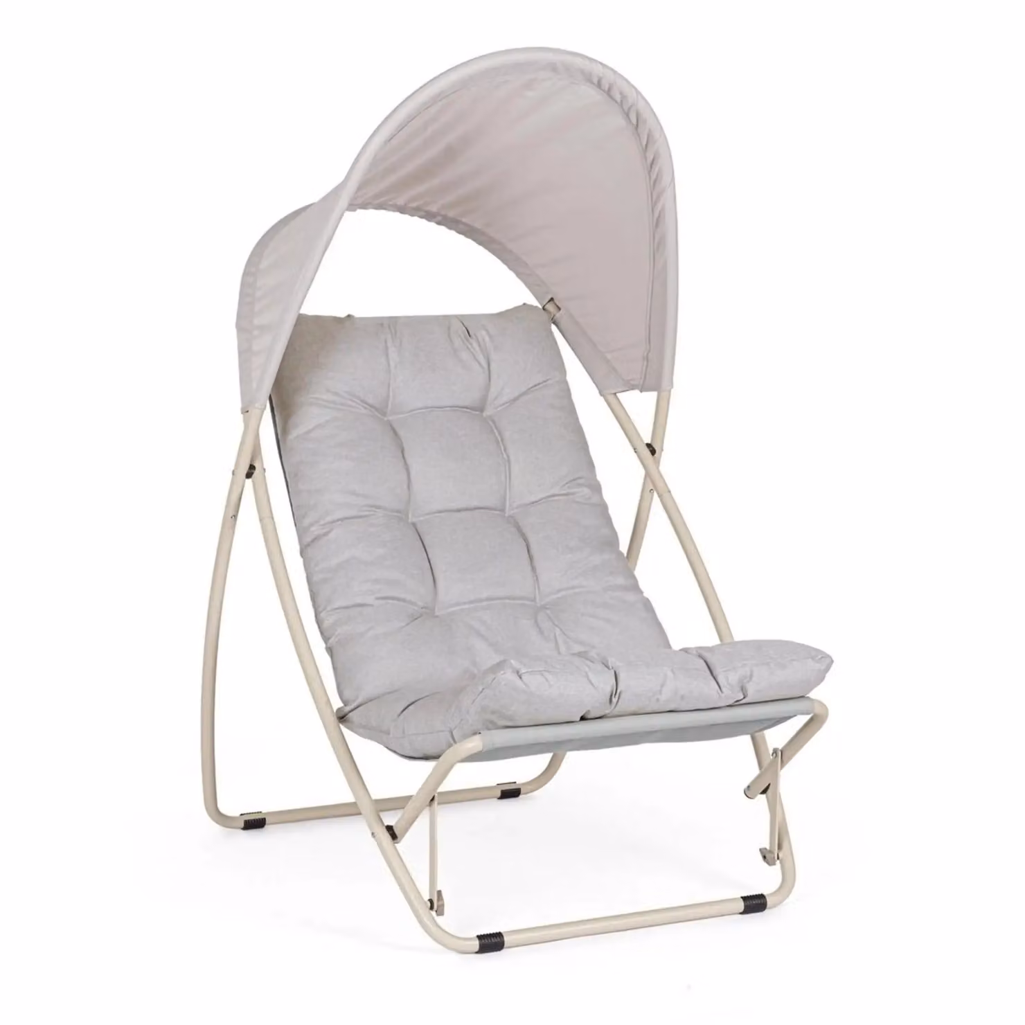 Poltrona lounge DEIA in acciaio beige e textilene tortora