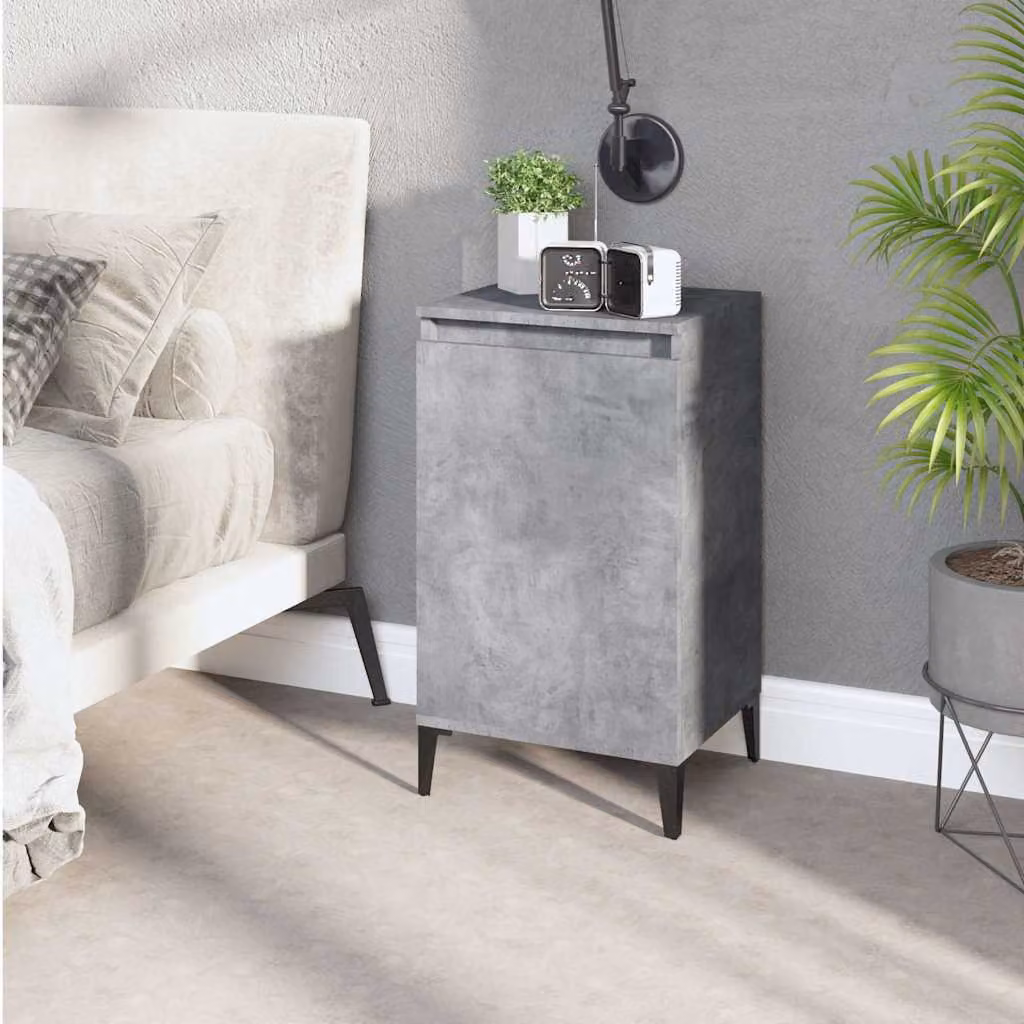 Comodino moderno vidaXL in legno e metallo grigio, sospeso a parete, L 40 cm x P 35 cm x H 70 cm