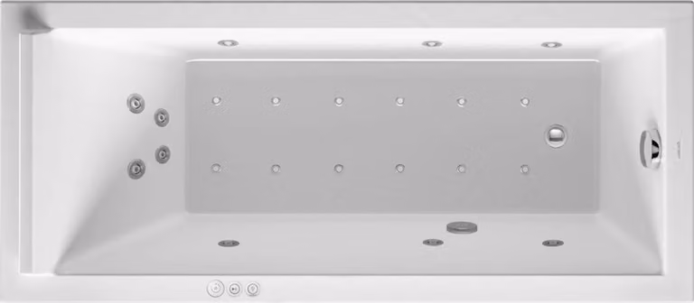 Duravit Starck Bains à remous, à encastrer, simple dos, bâti-support, garniture de vidage et de trop-plein chrome, Combi-Système P, 1600x700mm, 760333000CP1000, 760333000CP1000