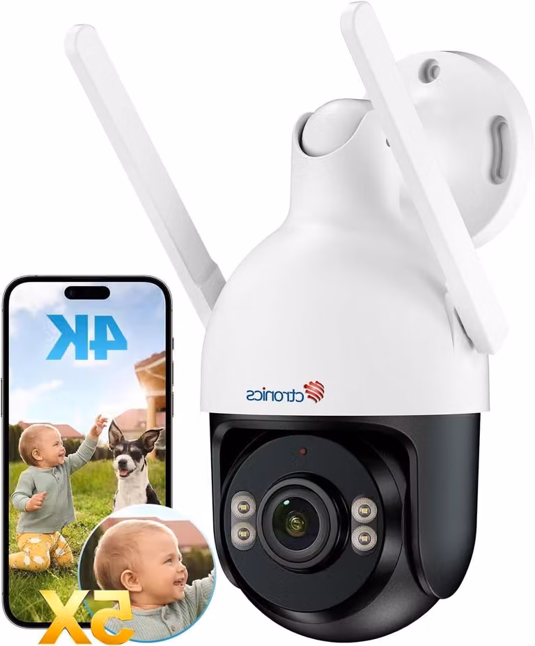 Telecamera di sicurezza 4K con Wi-Fi – Zoom 5x – Rilevamento persone e visione notturna a colori