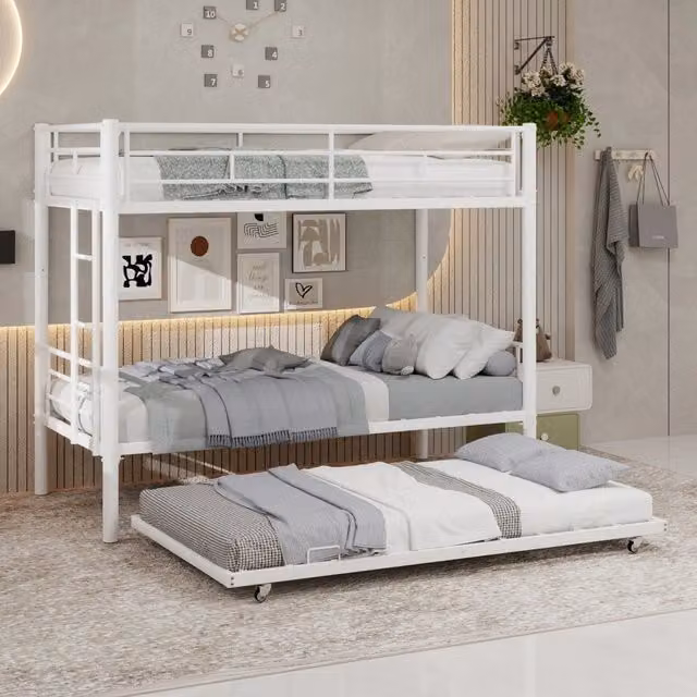 Letto a castello funzionale ferro bianco 97x196 cm