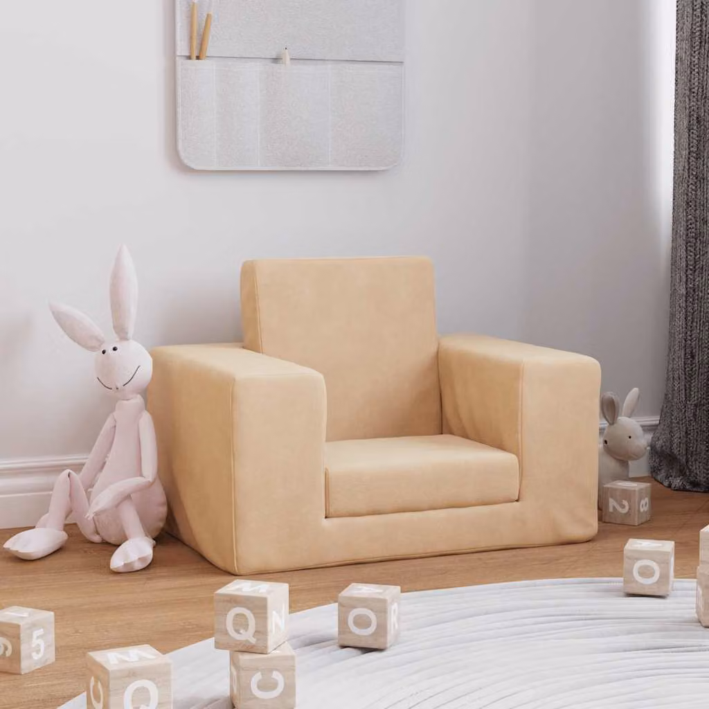 Maison Exclusive - Divano letto per bambini color crema, morbido peluche