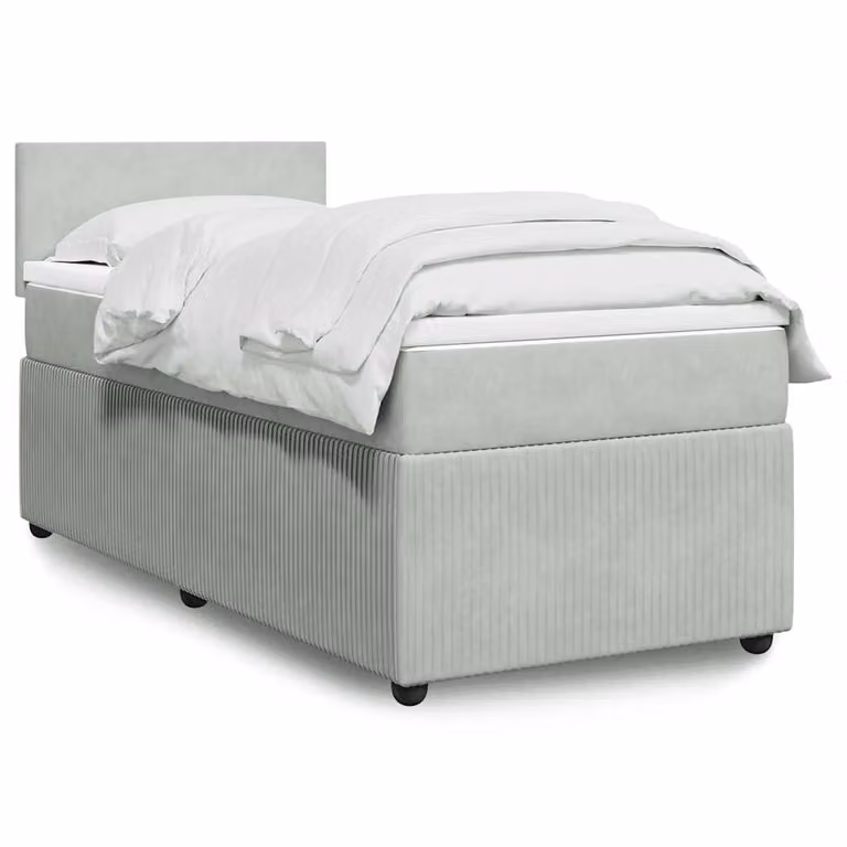 vidaXL Giroletto a Molle con Materasso Ibrido in Velluto Grigio e Bianco L/P/H: 200 x 80 x 76,7 cm