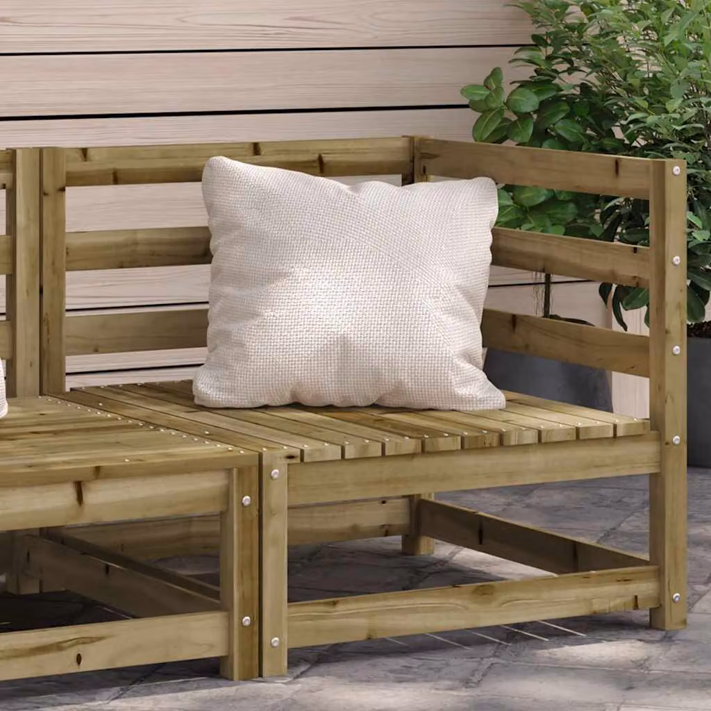 Divano Angolare da Giardino vidaXL in Legno di Pino Impregnato Marrone e Beige L/P/H: 70 x 70 x 67 cm