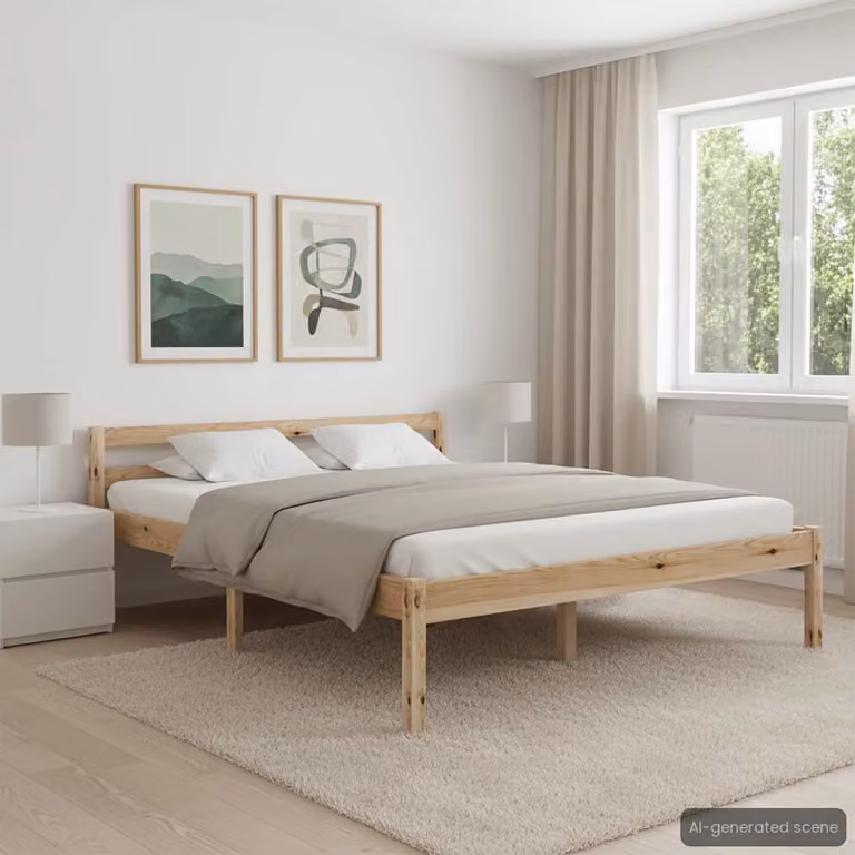 vidaXL Giroletto in legno massello di pino marrone con doghe fisse L/P/H: 206 x 140 x 60 cm