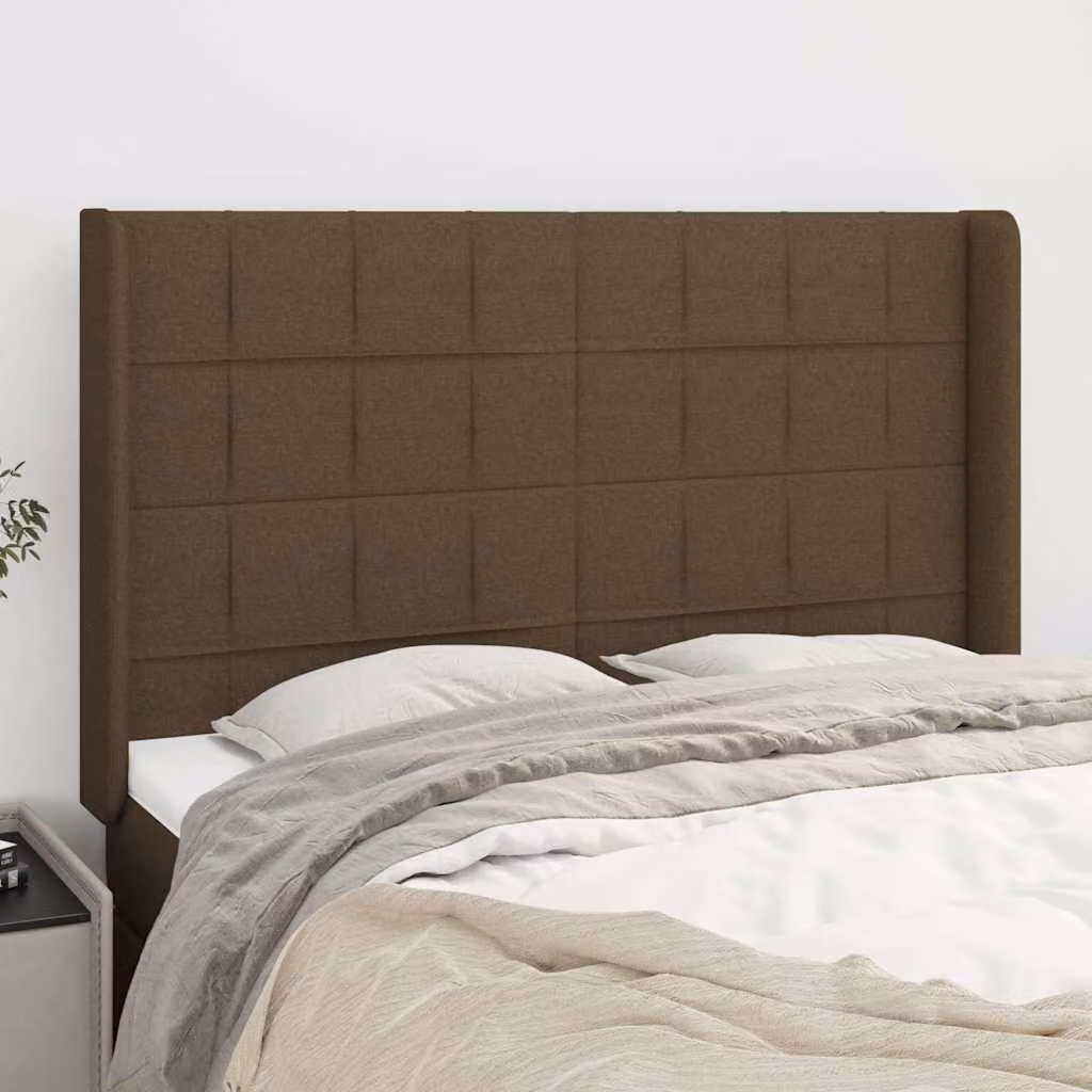 Testiera ad orecchio vidaXL in tessuto marrone scuro L: 147 cm, P: 16 cm, H: 118/128 cm