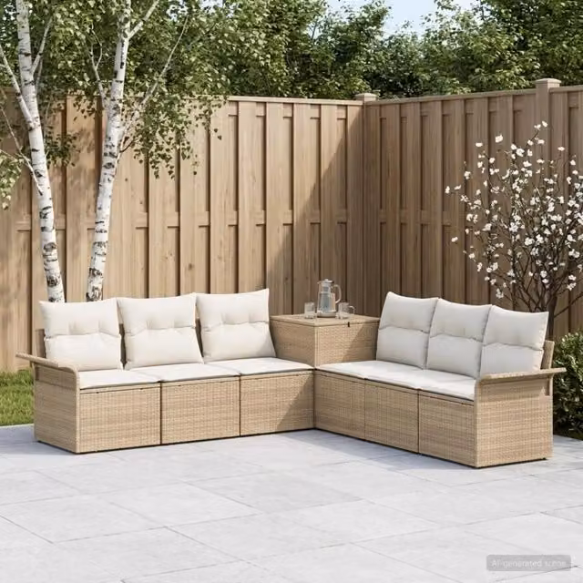 Set di divani 7 pz Beige e Bianco Crema 3448668