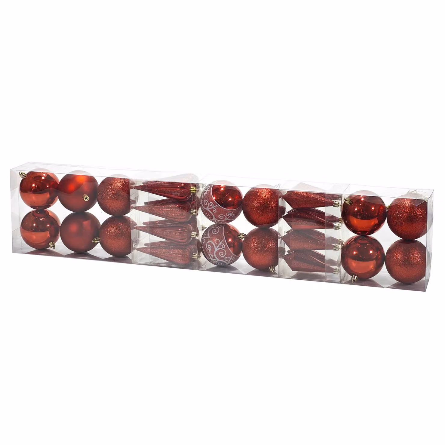 Set di 30 decorazioni natalizie rosse Vestiamo Casa con palline e pendenti rotondi – 1