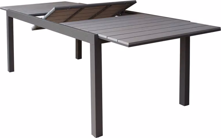 Milani Home - tavolo da giardino allungabile, alluminio e polywood, piano in polywood, 10 posti, taupe, piano 180/240 x 100 cm