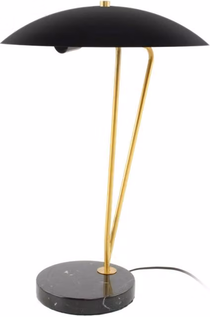 Lampada da tavolo Kayani 125 di Kendra Home in metallo e marmo nero e oro con paralume a cupola regolabile