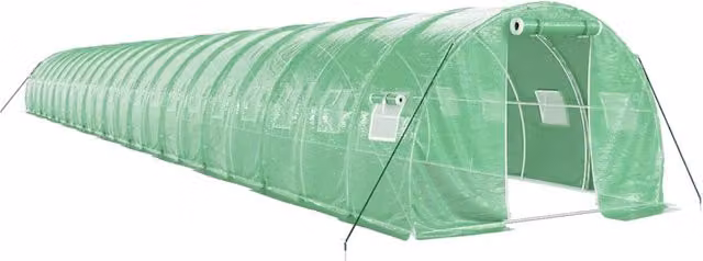Serra tenda riparo pianta fiore verdura con struttura in acciaio 66 m² 22 x 3 x 2 m verde 02_0044620