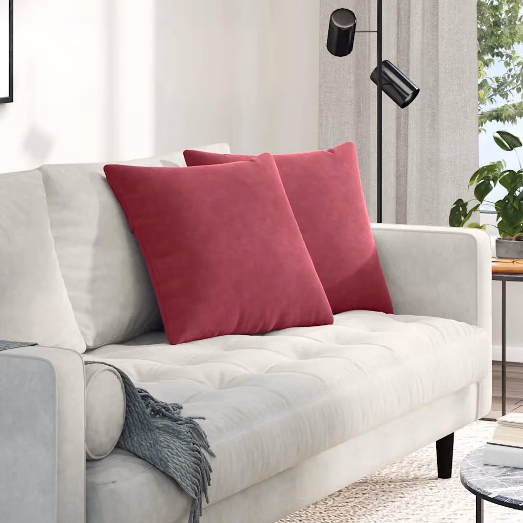 Set di 2 cuscini da divano vidaXL in tessuto a coste rosso, L 50 cm x P 50 cm