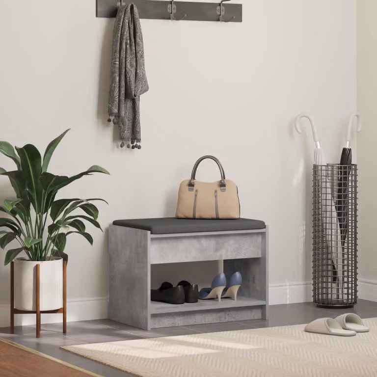 Panca per ingresso con scarpiera vidaXL moderna in grigio, L: 63 cm, P: 38 cm, H: 45 cm