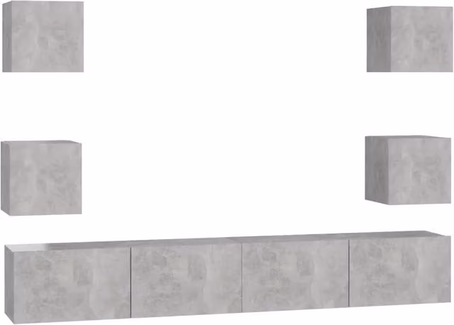 Set di Mobili Porta TV 6 pz | Armadietto TV | Mobile Porta TV Grigio Cemento in Legno Multistrato
