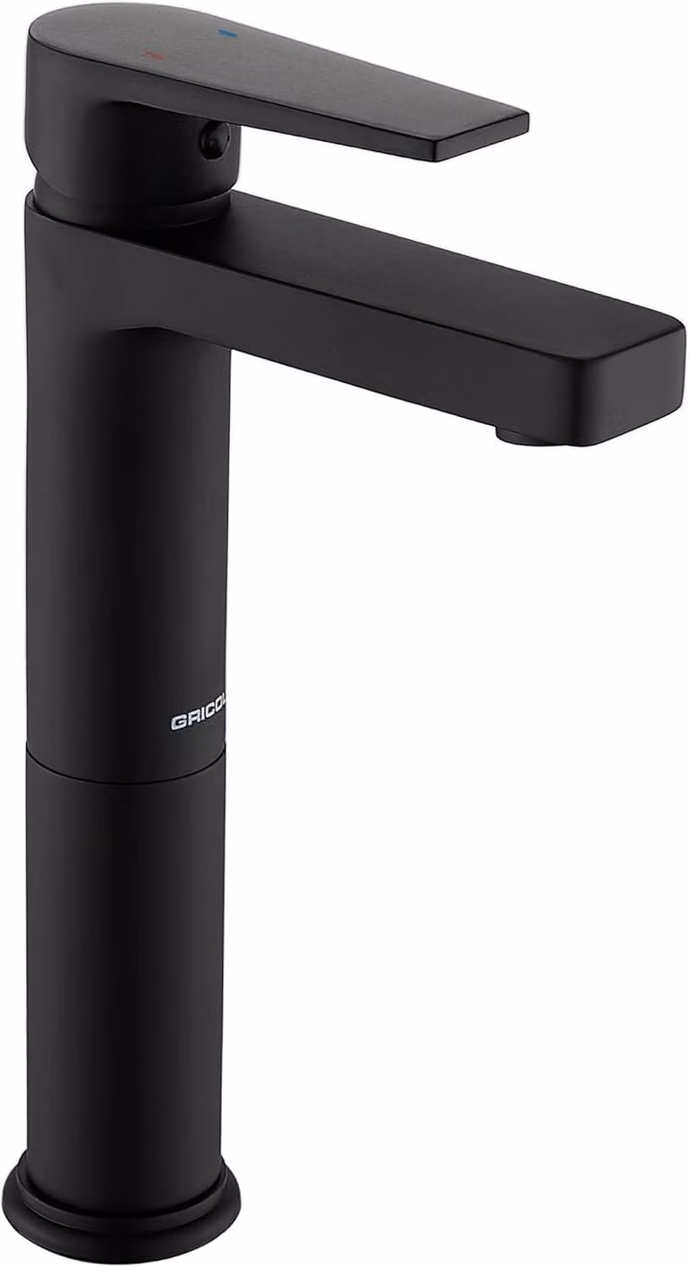 Miscelatore per bagno, attacco da 1/2 pollice, monocomando, per acqua fredda, colore nero, per lavabo
