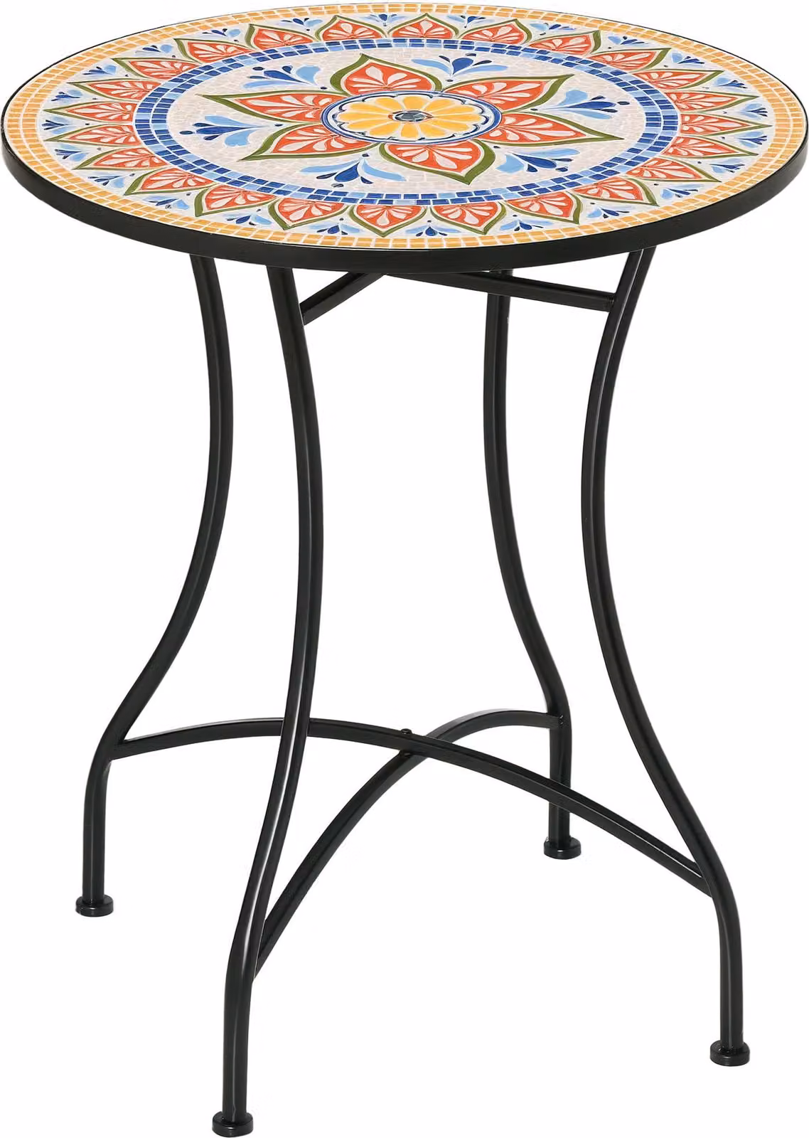 Outsunny Tavolo da giardino Tavolo rotondo a mosaico Tavolo da bistrot Tavolino da salotto Rosso Ø60 cm