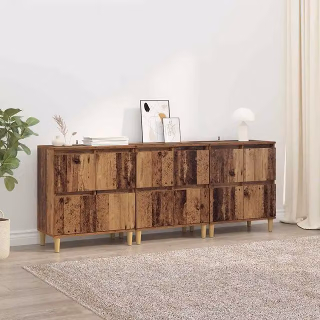 Set di 3 sideboard vidaXL in legno effetto antico marrone per cucina e sala da pranzo, L/P/H: 60 x 35 x 70 cm