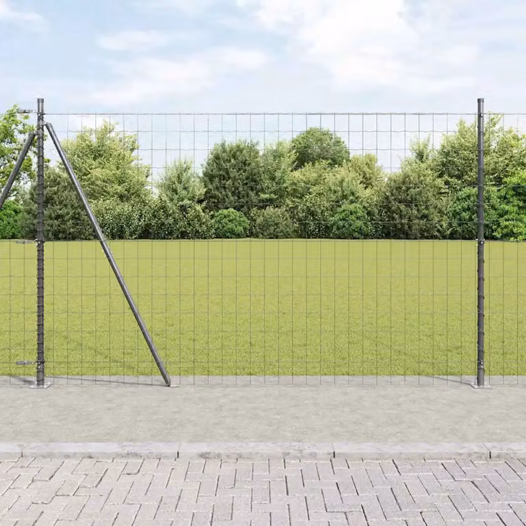 Recinzione Euro vidaXL con Base in Calcestruzzo, Rete in Acciaio Rivestita in PVC Grigio, L: 10 m, H: 1,5 m
