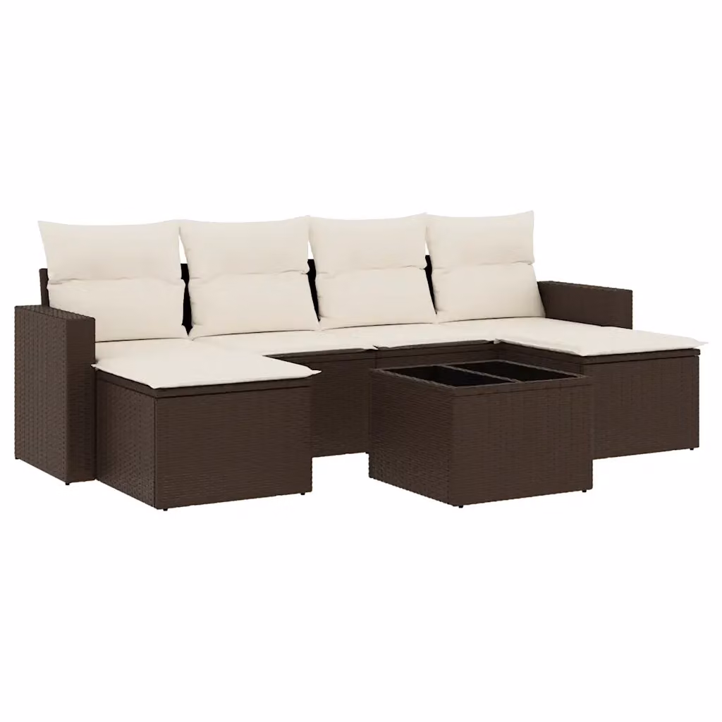Set di divani da giardino VIDAXL in polyrattan marrone con cuscini, design moderno a L per 7 persone – 2