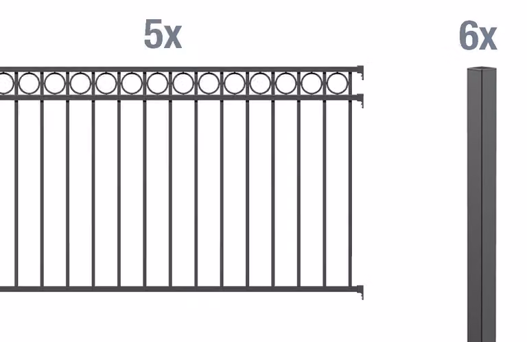 Alberts 509460 Set completo di recinzione Circle, per la posa nel calcestruzzo, antracite, altezza 100 cm, lunghezza 10 m