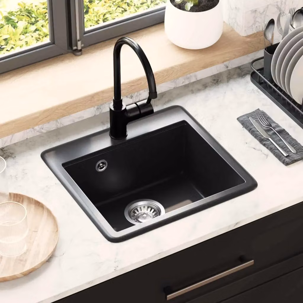 Lavello in granito nero DESIGN IN L: 47 cm, P: 44 cm, Modello CFW6508936 – 2