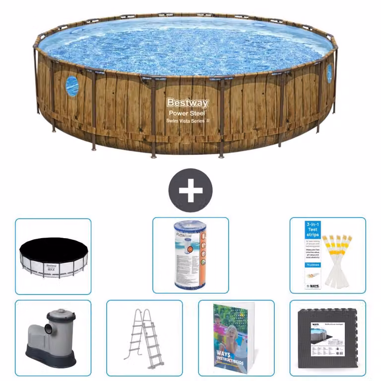 Bestway Power Steel, piscina rotonda - 549x122 cm - composta da 6 parti, modello S563