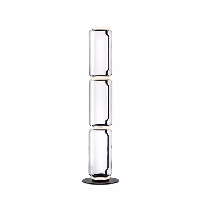 Flos - Noctambule Floor 3 High Cylinder Small Base - Lampada da terra - Nero
