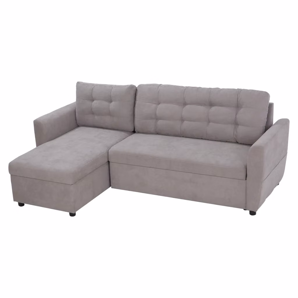 Divano Letto 3 Posti con Chaise Longue e Contenitore XYLO in Tessuto Grigio L/P/H: 217 x 134 x 85 cm – 2