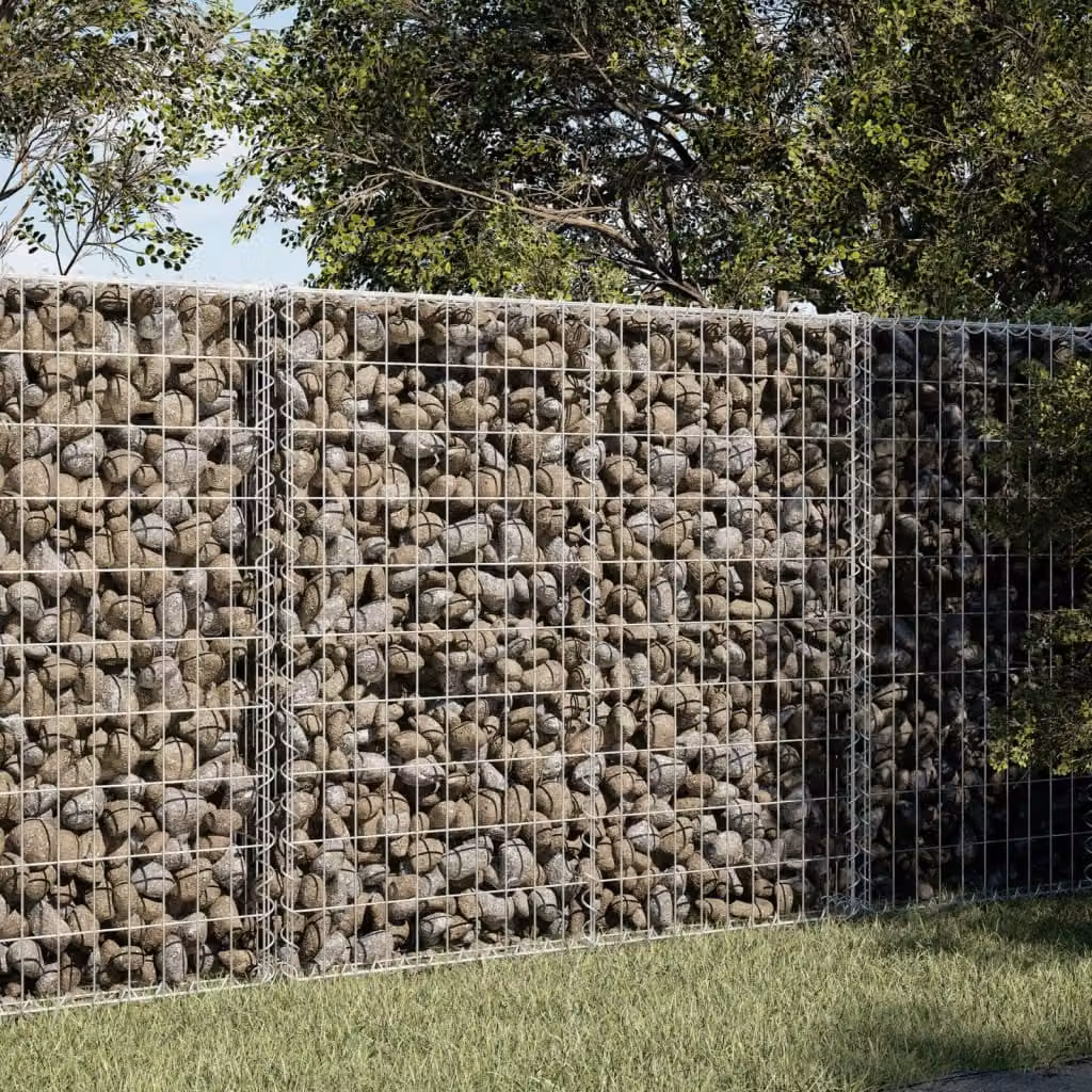Cesto Gabbione con Copertura vidaXL in Ferro Zincato Grigio L/P/H: 100 x 100 x 100 cm