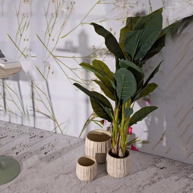 Bava, Vaso Texture Verticale Effetto Legno, Beige