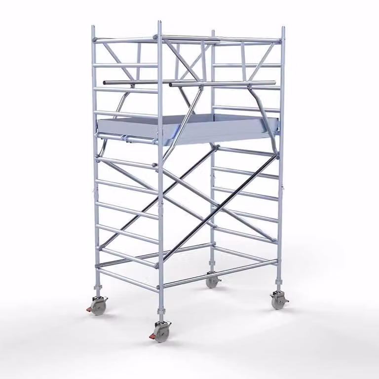 Scala a pioli completa - Larghezza 75 cm - Lunghezza 190 cm - Altezza di lavoro 4,2 metri - Doppia ringhiera anteriore - Scala - Professionale